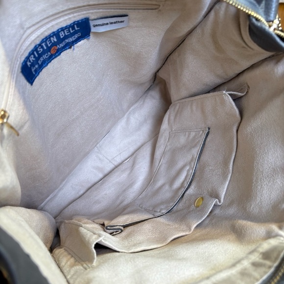 KRISTEN BELL for Erica Anenberg Large Gray Leather Tote Messenger Bag Purse - Picture 5 of 15